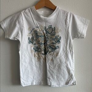 Kids White Tee with Teal Turtle Graphic